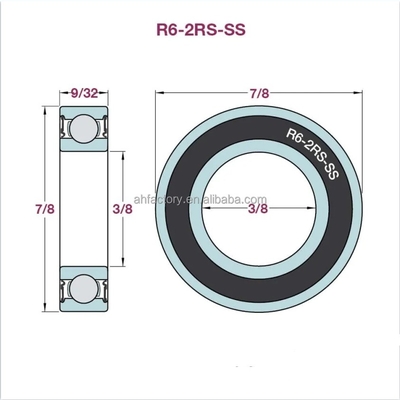 Apertura de los rodamientos en miniatura R6-2RS C3 3/8&quot;x7/8&quot;x9/32&quot; Rendimiento estable